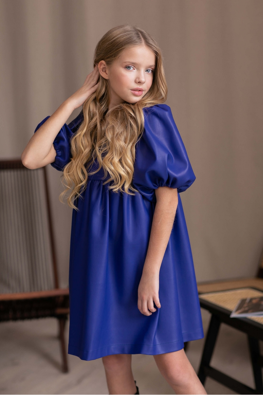 Сукня з екошкіри синя